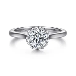 Discount Gabriel & Co. Tiona - 14K White Gold 6 Prong Round Diamond Engagement Ring
