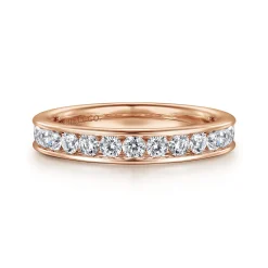 Gabriel & Co. Toledo - 14K Rose Gold Channel Set Diamond Wedding Band - 0.75 ct