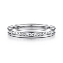 Best Gabriel & Co. Toledo - 14K White Gold Channel Set Diamond Wedding Band - 0.25 ct
