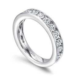 New Gabriel & Co. Toledo - 14K White Gold Channel Set Diamond Wedding Band - 1.5 ct