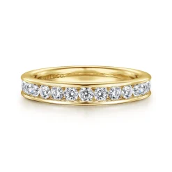 Discount Gabriel & Co. Toledo - 14K Yellow Gold Channel Set Diamond Anniversary Band - 0.75 ct