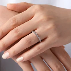 Discount Gabriel & Co. Toronto - 14K White Gold Marquise and Round Station Diamond Anniversary Band - 0.3 ct