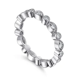 Best Gabriel & Co. Toronto - Vintage Inspired 14K White Gold Marquise and Round Station Diamond Eternity Band - 0.3 ct