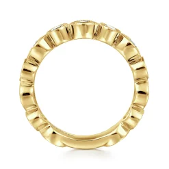 New Gabriel & Co. Toronto - Vintage Inspired 14K Yellow Marquise and Round Station Diamond Anniversary Band - 1 ct
