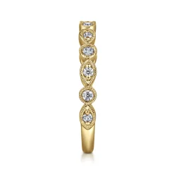Online Gabriel & Co. Toronto - Vintage Inspired 14K Yellow Gold Marquise and Round Station Diamond Anniversary Band - 0.25 ct