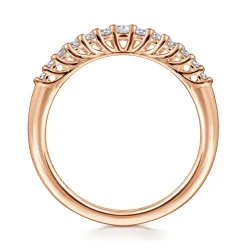 Discount Gabriel & Co. Toulon - Curved 14K Rose Gold Shared Prong Diamond Wedding Band - 0.25 ct