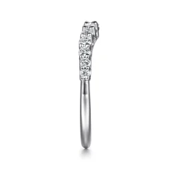 Online Gabriel & Co. Toulon - Curved 14K White Gold Shared Prong Diamond Wedding Band - 0.5 ct