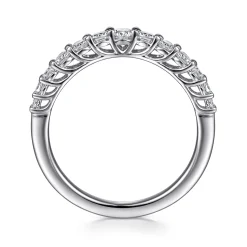 Online Gabriel & Co. Toulon - Curved 14K White Gold Shared Prong Diamond Wedding Band - 0.5 ct