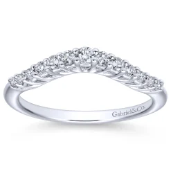 Discount Gabriel & Co. Toulon - Curved 14K White Gold Shared Prong Diamond Wedding Band - 0.25 ct