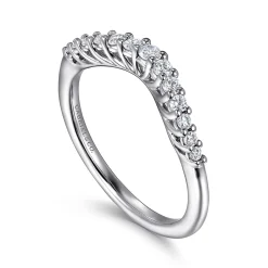 Discount Gabriel & Co. Toulon - Curved 14K White Gold Shared Prong Diamond Wedding Band - 0.25 ct