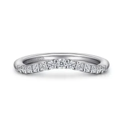 Discount Gabriel & Co. Toulon - Curved 14K White Gold Shared Prong Diamond Wedding Band - 0.25 ct