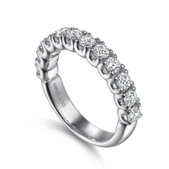 Outlet Gabriel & Co. Toulouse - 14K White Gold 12 Stone Diamond Wedding Band - 1.05 ct