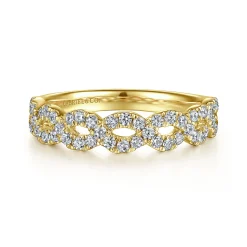 Discount Gabriel & Co. Treviso - 14K Yellow Gold Twisted Diamond Anniversary Band - 0.5 ct