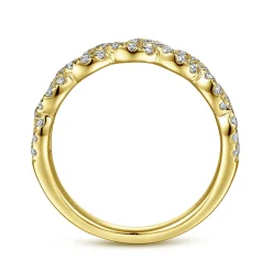 Discount Gabriel & Co. Treviso - 14K Yellow Gold Twisted Diamond Anniversary Band - 0.5 ct