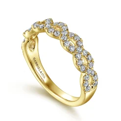 Discount Gabriel & Co. Treviso - 14K Yellow Gold Twisted Diamond Anniversary Band - 0.5 ct