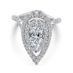 Outlet Gabriel & Co. Trinitaria - 14K White Gold Pear Shape Diamond Engagement Ring