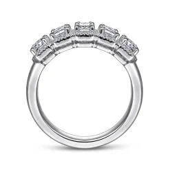Sale Gabriel & Co. Troy - 14K White Gold Emerald Cut and Round Diamond Halo Station Anniversary Band - 1.4 ct