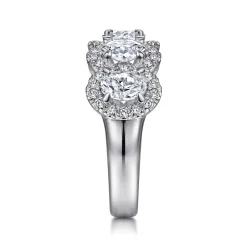 Sale Gabriel & Co. Troy - 14K White Gold Oval and Round Diamond Halo Station Anniversary Band - 2.35 ct