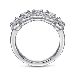Clearance Gabriel & Co. Troy - 14K White Gold Round Diamond Halo Station Anniversary Band - 1 ct