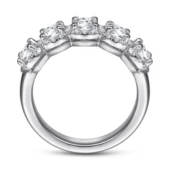 Discount Gabriel & Co. Troy - 14K White Gold Round Diamond Halo Station Anniversary Band - 1.3 ct