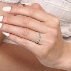 Online Gabriel & Co. Tula - 14K White Gold Round 12 Stone Diamond Wedding Band - 0.75 ct