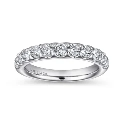 Sale Gabriel & Co. Tula - 14K White Gold Round 11 Stone Diamond Wedding Band - 0.95 ct