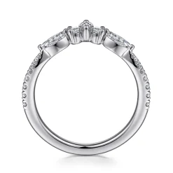 Outlet Gabriel & Co. Tulsie - Curved 14K White Gold Marquise and Round Diamond Anniversary Band - 0.45 ct