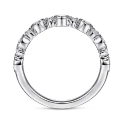 New Gabriel & Co. Turin - 14K White Gold Bezel Station Diamond Anniversary Band with Milgrain - 0.5 ct