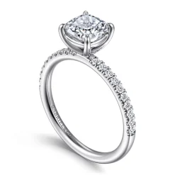 Clearance Gabriel & Co. Twain - 18K White Gold Cushion Cut Diamond Engagement Ring