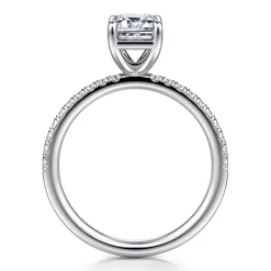 Sale Gabriel & Co. Twain - 18K White Gold Emerald Cut Diamond Engagement Ring