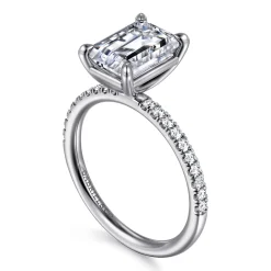 Sale Gabriel & Co. Twain - 14K White Gold Emerald Cut Diamond Engagement Ring