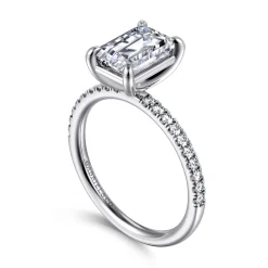Best Gabriel & Co. Twain - 14K White Gold Emerald Cut Diamond Engagement Ring