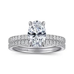 Sale Gabriel & Co. Twain - 14K White Gold Oval Diamond Engagement Ring