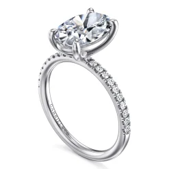 Hot Gabriel & Co. Twain - 14K White Gold Oval Diamond Engagement Ring