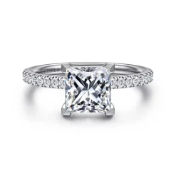 Hot Gabriel & Co. Twain - 14K White Gold Princess Cut Diamond Engagement Ring