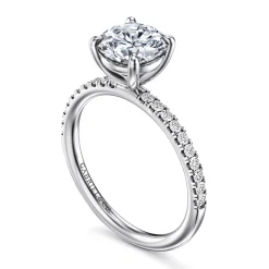 Outlet Gabriel & Co. Twain - 18K White Gold Round Diamond Engagement Ring