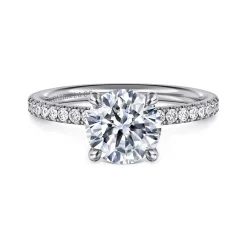 Outlet Gabriel & Co. Twain - 18K White Gold Round Diamond Engagement Ring