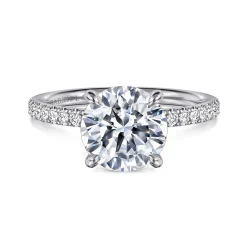 Best Gabriel & Co. Twain - 14K White Gold Round Diamond Engagement Ring