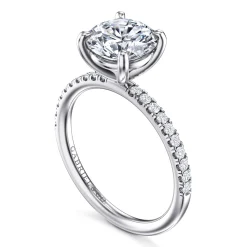 Hot Gabriel & Co. Twain - 14K White Gold Round Diamond Engagement Ring