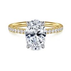 Online Gabriel & Co. Twain - 14K White-Yellow Gold Oval Diamond Engagement Ring