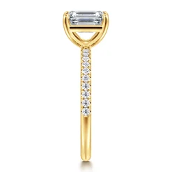 New Gabriel & Co. Twain - 18K Yellow Gold Emerald Cut Diamond Engagement Ring