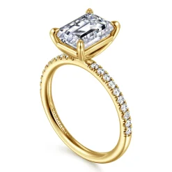 Gabriel & Co. Twain - 14K Yellow Gold Emerald Cut Diamond Engagement Ring