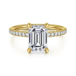 Online Gabriel & Co. Twain - 14K Yellow Gold Emerald Cut Diamond Engagement Ring