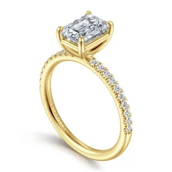 Clearance Gabriel & Co. Twain - 14K Yellow Gold Emerald Cut Diamond Engagement Ring