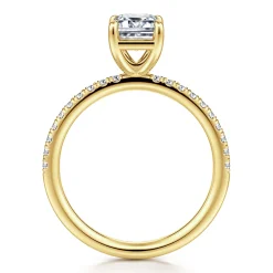 Clearance Gabriel & Co. Twain - 14K Yellow Gold Emerald Cut Diamond Engagement Ring