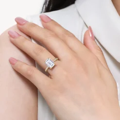 Sale Gabriel & Co. Twain - 14K Yellow Gold Emerald Cut Diamond Engagement Ring