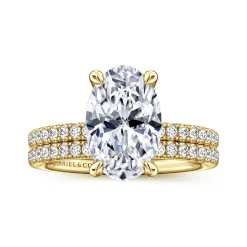 Clearance Gabriel & Co. Twain - 14K Yellow Gold Oval Diamond Engagement Ring