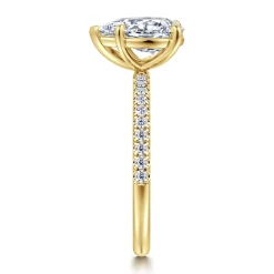 New Gabriel & Co. Twain - 14K Yellow Gold Pear Shape Diamond Engagement Ring