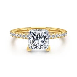 Outlet Gabriel & Co. Twain - 18K Yellow Gold Princess Cut Diamond Engagement Ring