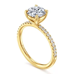 Discount Gabriel & Co. Twain - 18K Yellow Gold Round Diamond Engagement Ring